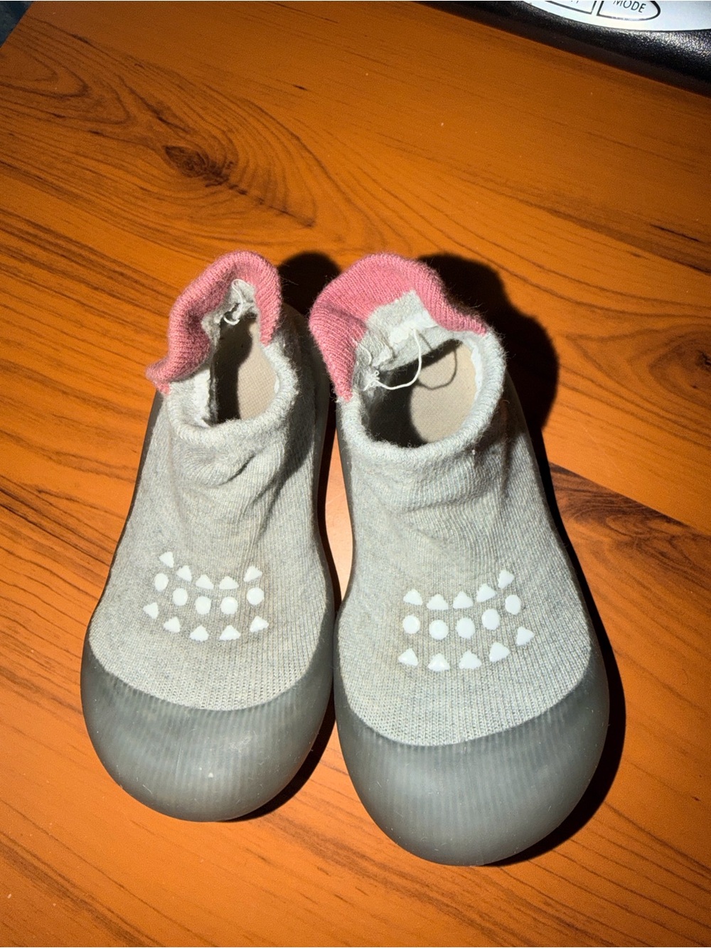 Kids Grey and Pink Slip-On Sock Shoes